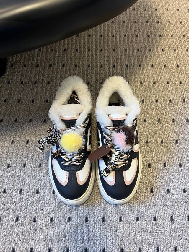 Top Quality Fend*25Ss Fleece-Lined Platform Shoes Sports Casual Shoes The shoe d