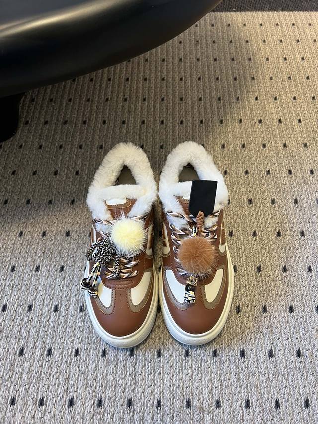 Top Quality Fend*25Ss Fleece-Lined Platform Shoes Sports Casual Shoes The shoe d