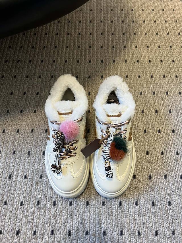 Top Quality Fend*25Ss Fleece-Lined Platform Shoes Sports Casual Shoes The shoe d