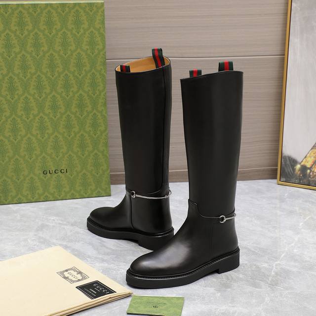 Genuine Gucci Fall/Winter Slim-fit Horsebit Boots, Show-style Slim-fit Boots, T