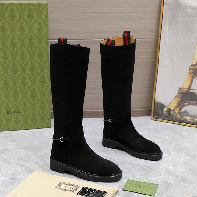 Genuine Gucci Fall/Winter Slim-fit Horsebit Boots, Show-style Slim-fit Boots, T