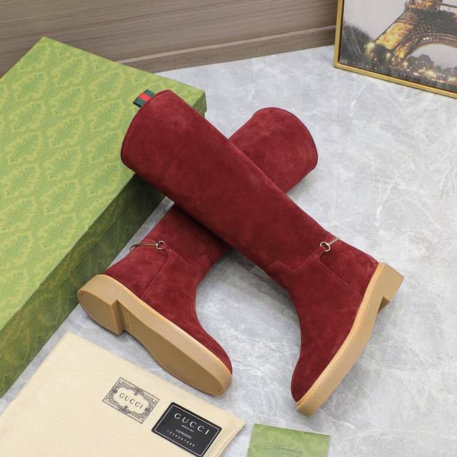 Genuine Gucci Fall/Winter Slim-fit Horsebit Boots, Show-style Slim-fit Boots, T