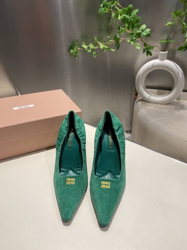 Factory direct Miu Miu runway style 2025 Spring/Summer new high-heeled shoes Th