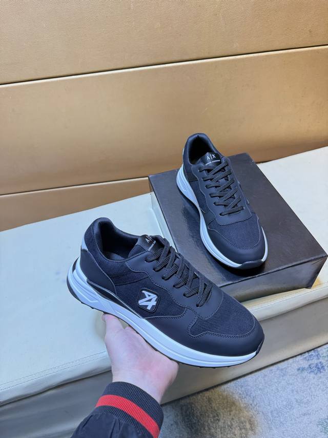 Exclusive first release of Armani's unique modern style sneakers. Casual Italian