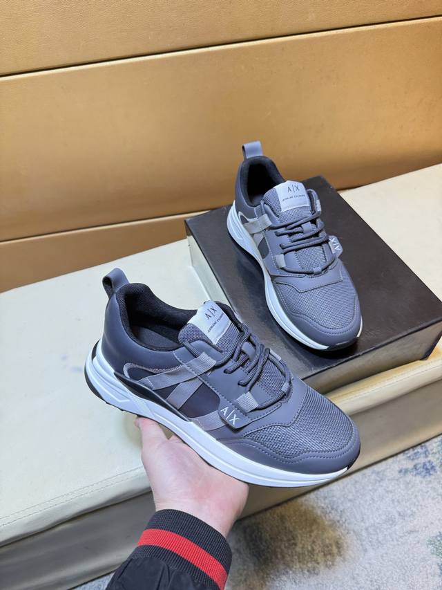 Exclusive first release of Armani's unique modern style sneakers. Casual Italian