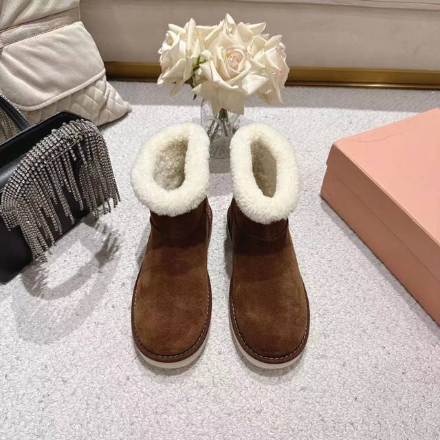 Miu Miu Women's Korean-Style Super Popular Mini Potato Snow Boots Upgraded Versi