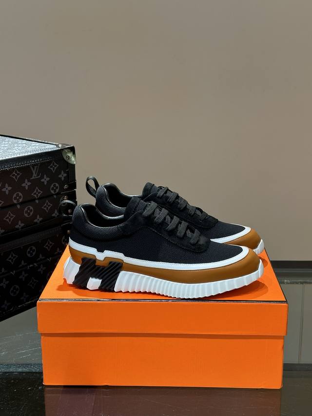 H Hermes Bouuncing sneakers, men's casual sneakers, featuring a cowhide upper co