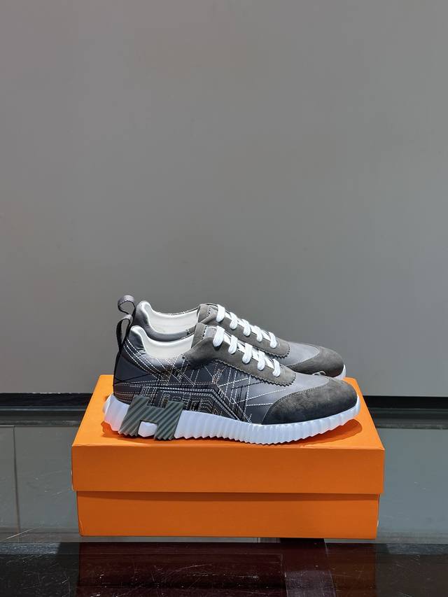 H Hermes Bouuncing sneakers, men's casual sneakers, crafted from a combination o