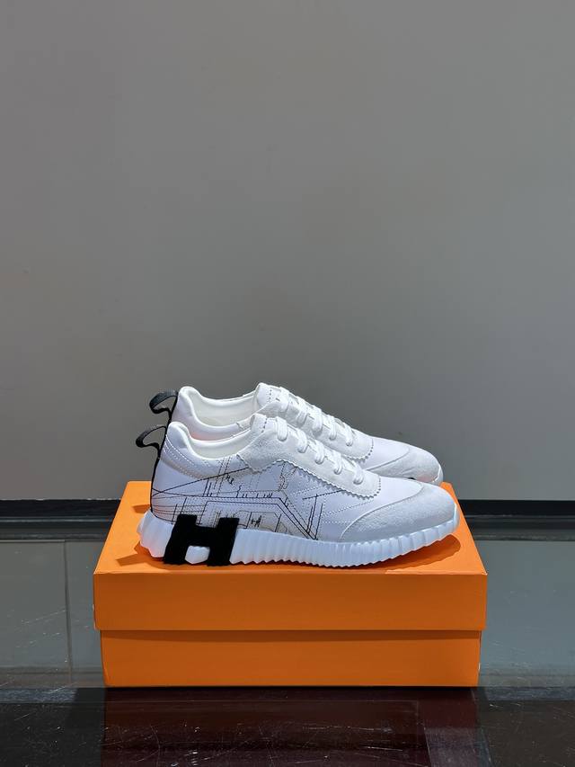 H Hermes Bouuncing sneakers, men's casual sneakers, crafted from a combination o