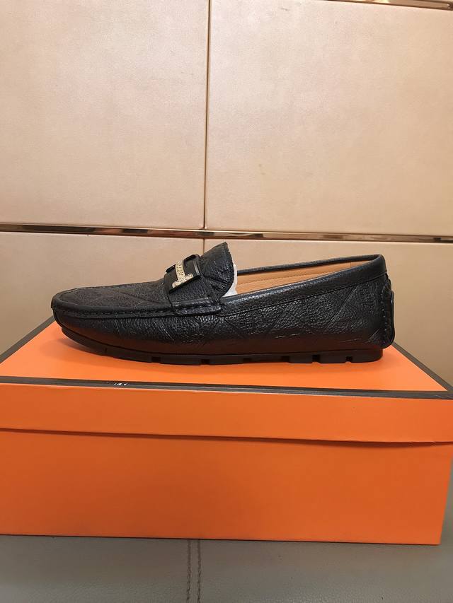 Factory direct price Hermes driving shoe series new arrival, men's slip-on shoe