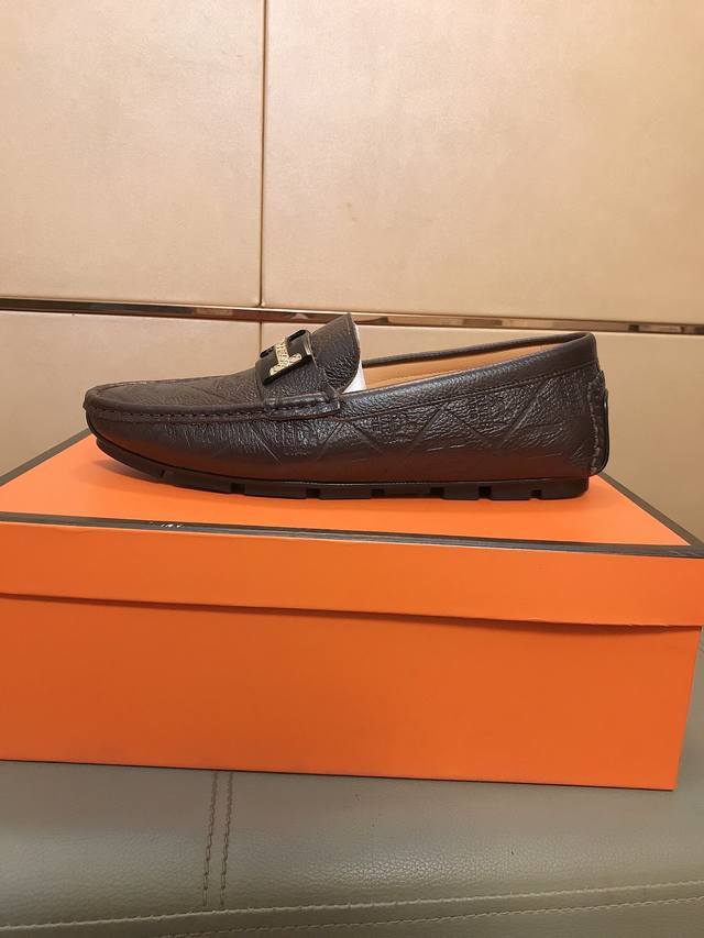 Factory direct price Hermes driving shoe series new arrival, men's slip-on shoe