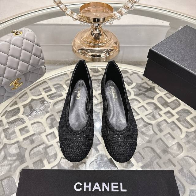 Factory direct price women's shoes sports original Chanel 25Ss woven ballet fla