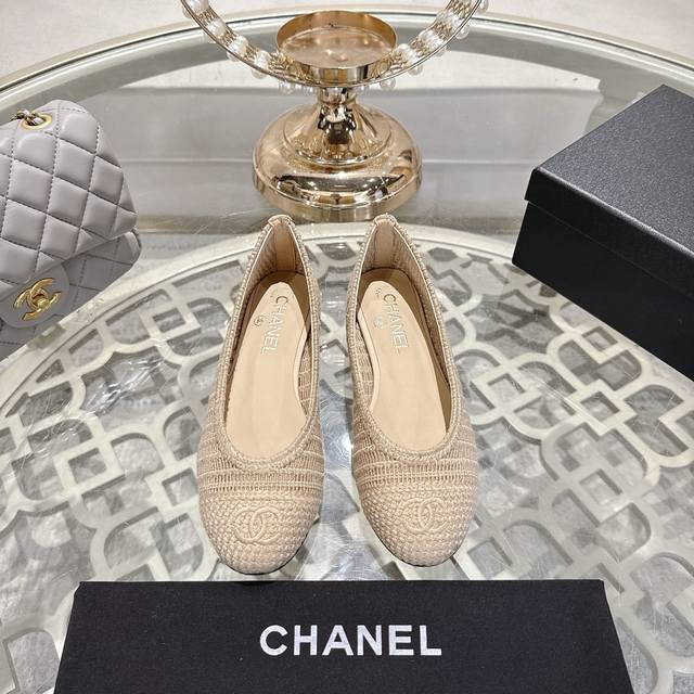 Factory direct price women's shoes sports original Chanel 25Ss woven ballet fla