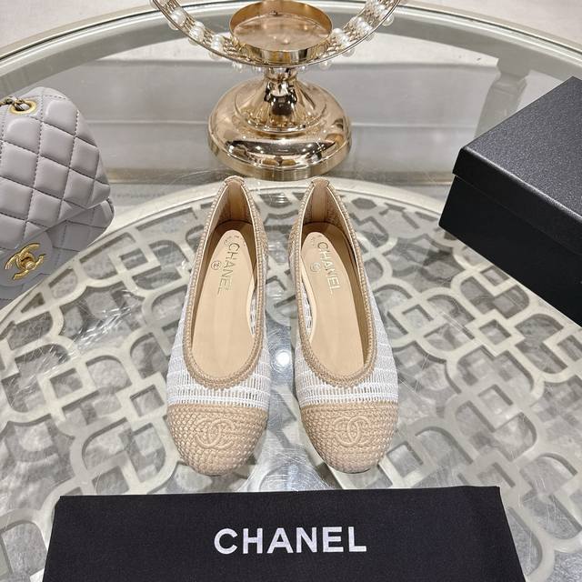 Factory direct price women's shoes sports original Chanel 25Ss woven ballet fla
