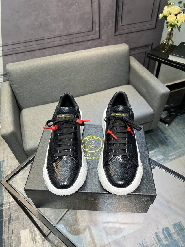 Galiano Nemesis Nappa Leather Snakeskin Platform 5.5cm Low-top Casual Shoes for