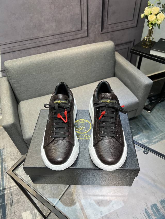 Galiano Nemesis Nappa Leather Snakeskin Platform Shoes, 5.5cm Low-top Casual Sho