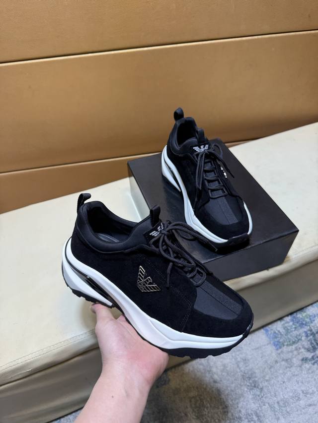 Exclusive first release of Armani's unique modern style sneakers. Casual Italian