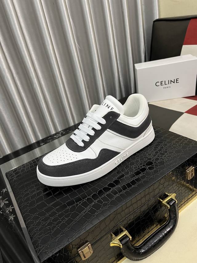 Factory Price (pp): Celine low-top cowhide leather lace-up sneakers; stylish, r