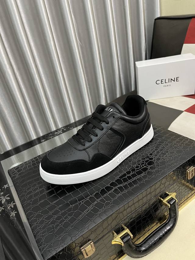 Factory Price (pp): Celine low-top cowhide leather lace-up sneakers; stylish, r