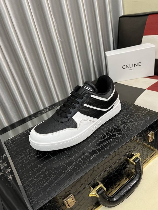 Factory Price (pp): Celine low-top cowhide leather lace-up sneakers; stylish, r