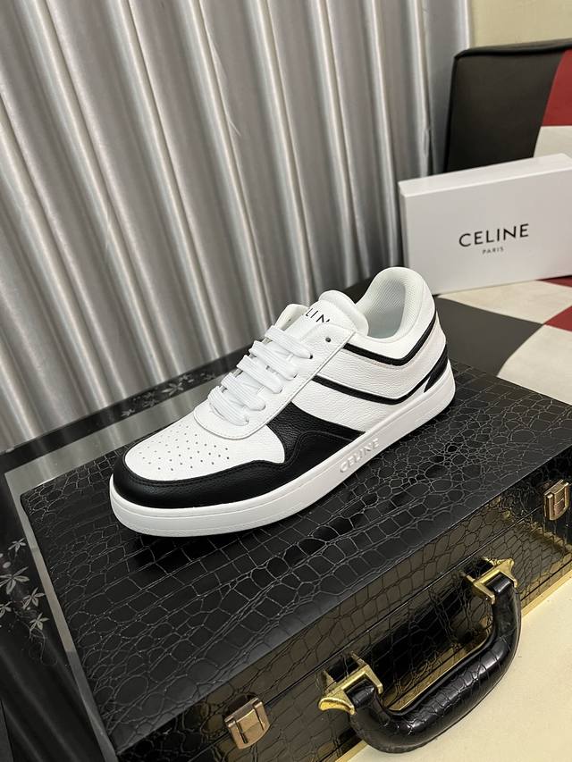 Factory Price (pp): Celine Low-Top Leather Lace-Up Sneakers; Stylish, relaxed,