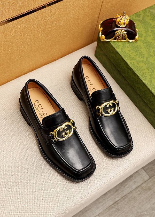 Original Gucci dress shoes, official website style, made with top-grain Italian