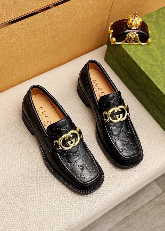 Original Gucci dress shoes, official website style, made with top-grain Italian