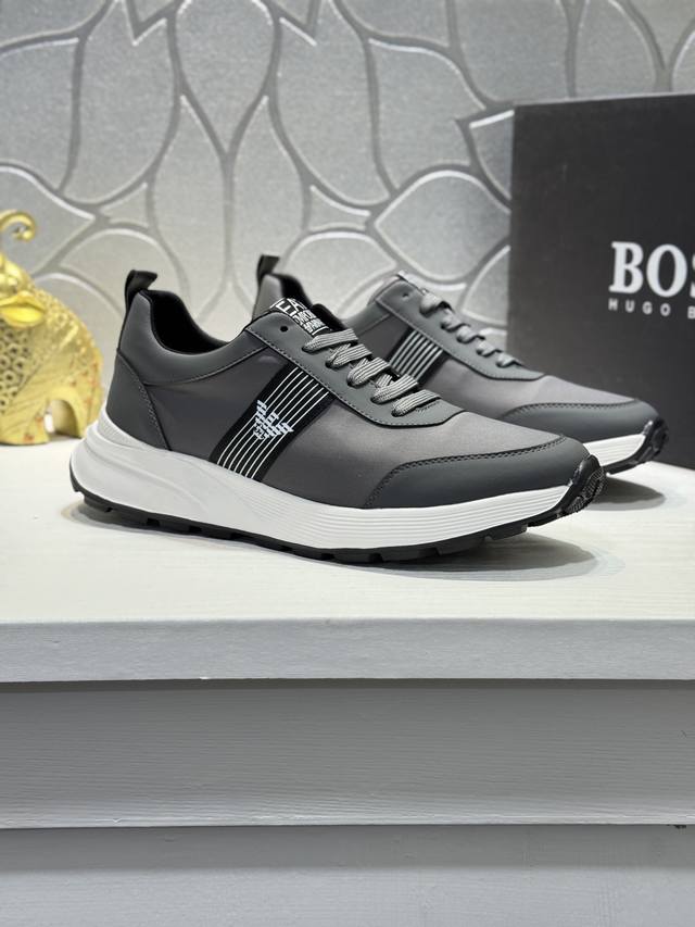 Armani proudly presents its classic casual men's shoes, featuring a brand-new Mi