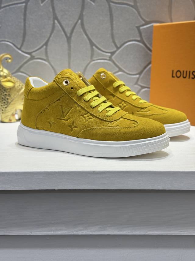 Louis Vuitton (LV) Luxury New Men's High-Top Sneakers. The upper is crafted from