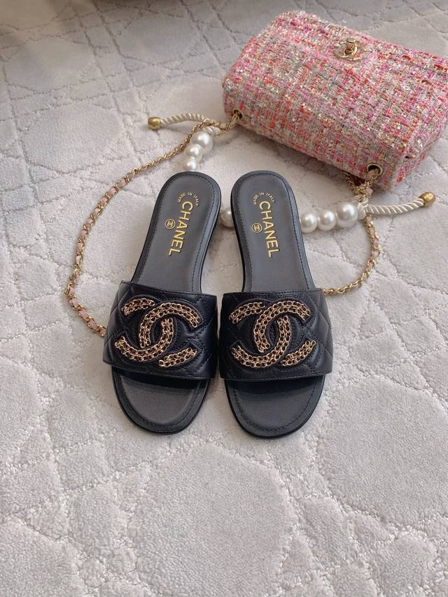 Factory Price p Chane* New Flat Slippers Classic Resort Style Double C Logo Dec