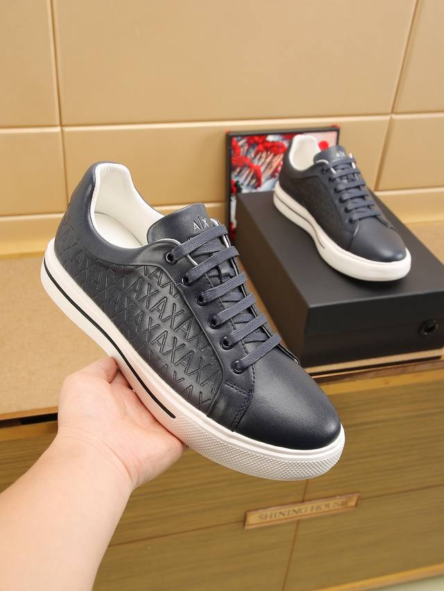 2025 New Arrival, Armani AX Casual Sports Men's Shoes. The upper features an emb