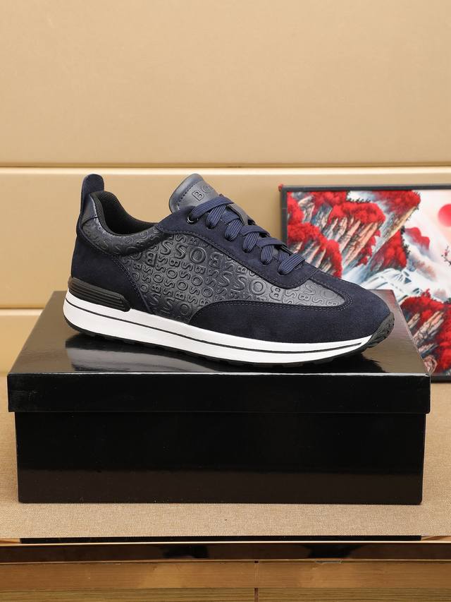 2025 New Arrival, Boss Casual Sports Men's Shoes. The upper features an embossed