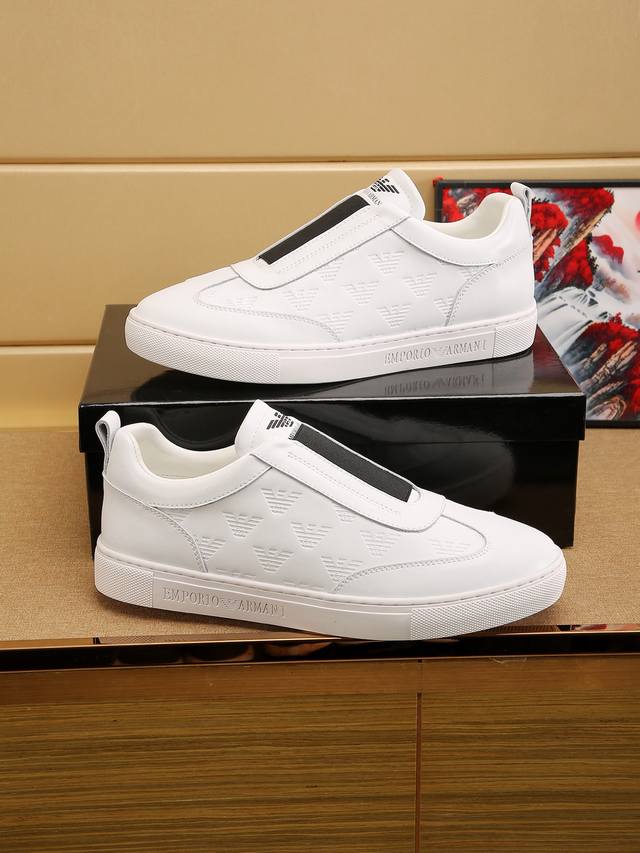 2025 New Arrival, Armani Casual Sports Men's Shoes. The upper features an emboss