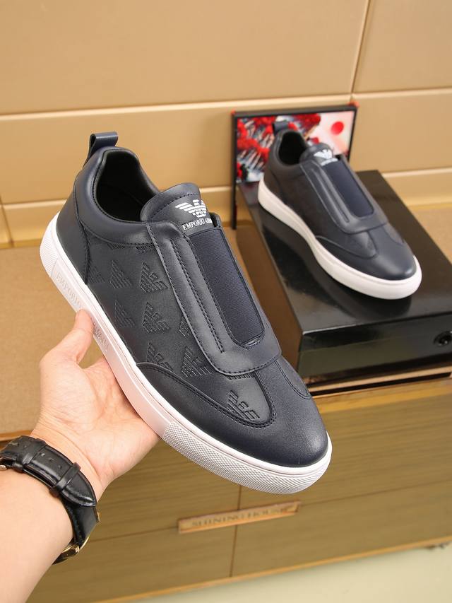 2025 New Arrival, Armani Casual Sports Men's Shoes. The upper features an emboss