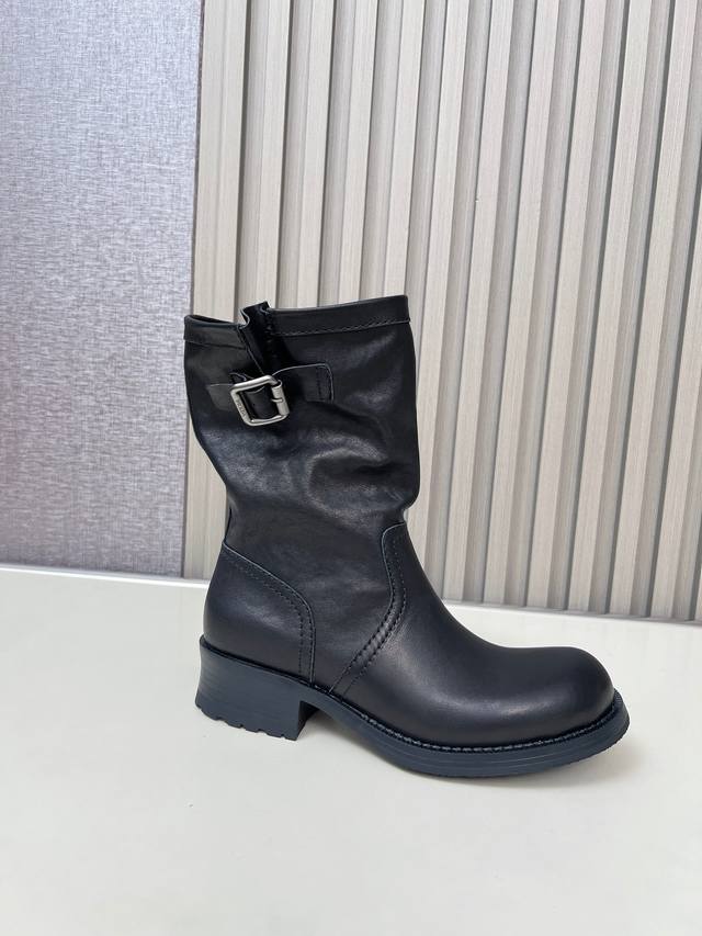 prad* 25Ss Prada Retro Martin Boots, Rider Boots, Fashionable Motorcycle Martin