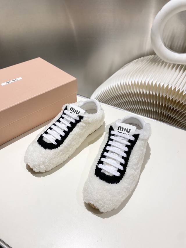 Factory Price p Miu Miu 2025 New Forrest Gump Shoes German Training Furry Shoes