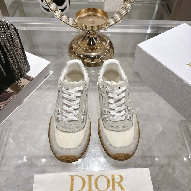 Factory Direct 2025 Early Autumn New Dior Run'n'Dior Film Sneakers, Leather Cas