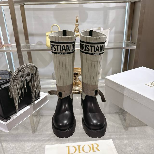 Factory Direct Dior New Sock Boots, Ankle Boots, Stretch Knee-High Boots The bo