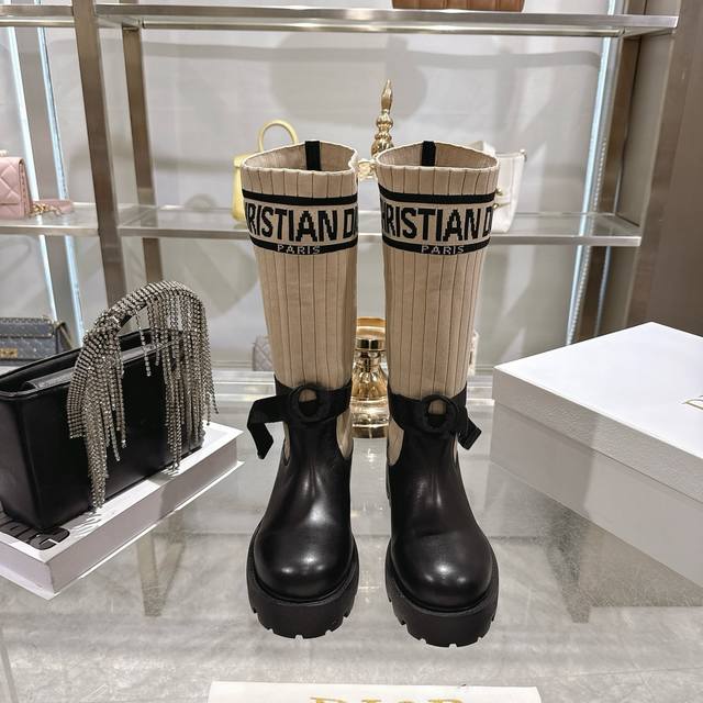 Factory Direct Dior New Sock Boots, Ankle Boots, Stretch Knee-High Boots The bo