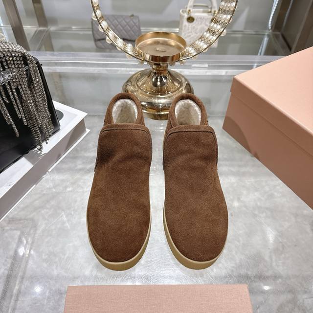 Factory direct Miu Miu fur slippers, 2025 Autumn/Winter new style cotton shoes