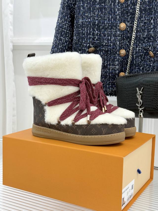 Factory Price L*V Louis Vuitton 25Wf New Monogram Lace-up Snow Boots Integratin