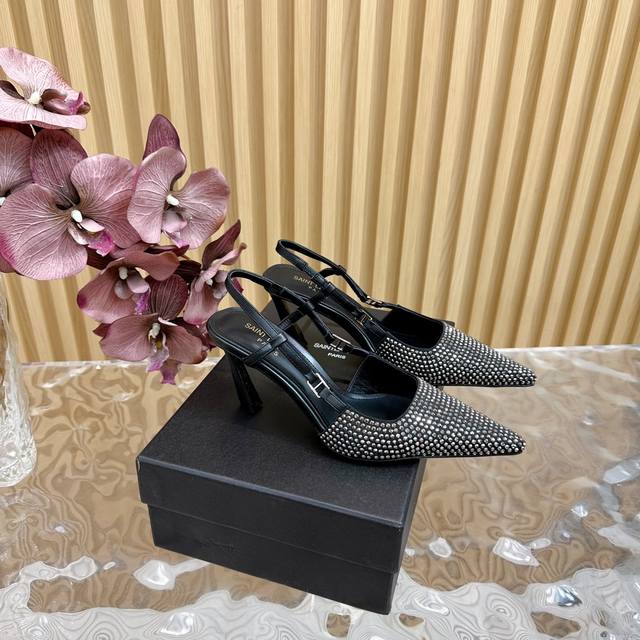 Saint Laure* YSL Saint Laurent High Heels Classic Australian Diamond Design. Squ