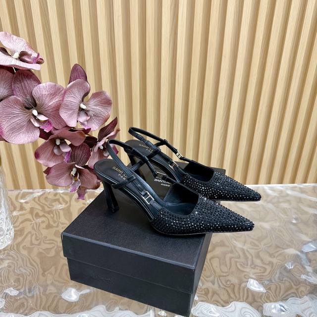 Saint Laure* YSL Saint Laurent High Heels Classic Australian Diamond Design. Squ