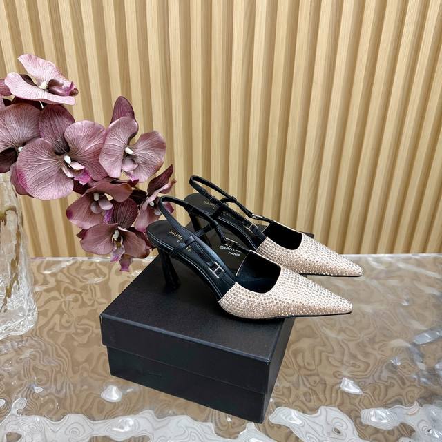 Saint Laure* YSL Saint Laurent High Heels Classic Australian Diamond Design. Squ