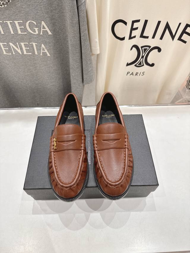 Unisex style, Men's +50 Saint Laurent YSL 25Ss popular flat Mary Jane slip-on l