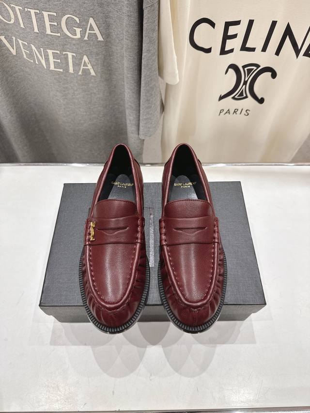 Unisex style, Men's +50 Saint Laurent YSL 25Ss popular flat Mary Jane slip-on l