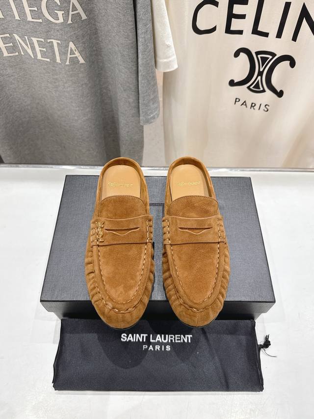 High-quality factory-made half-slip-on loafers/slip-on mules by Saint Laurent (
