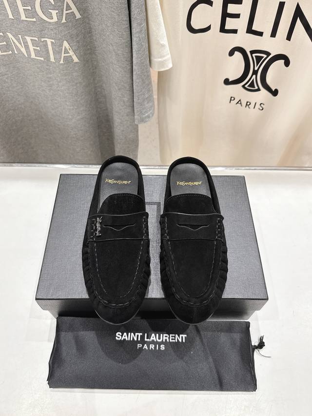 High-quality factory-made half-slip-on loafers/slip-on mules by Saint Laurent (