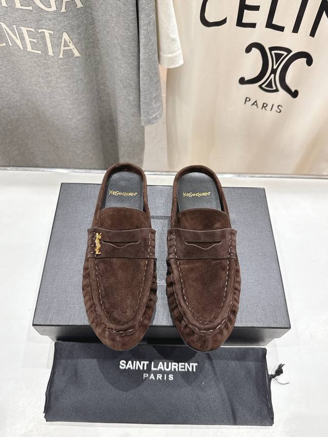High-quality factory-made half-slip-on slippers Saint Laurent YSL 25Ss popular