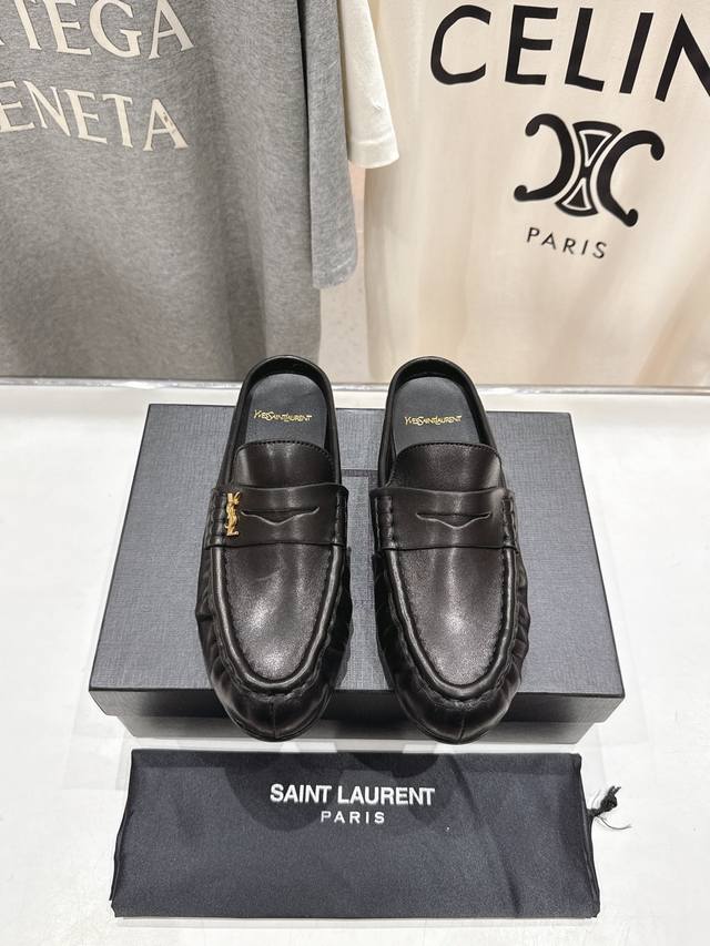 High-quality factory-made half-slip-on loafers/slip-on mules by Saint Laurent (